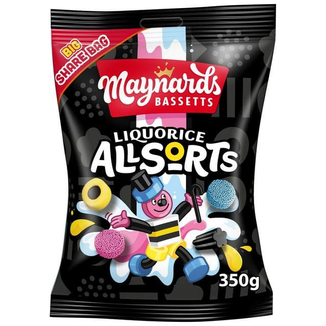 Maynards Bassetts Liquorice Allsorts 350g Sweets Carton - gallery image 1