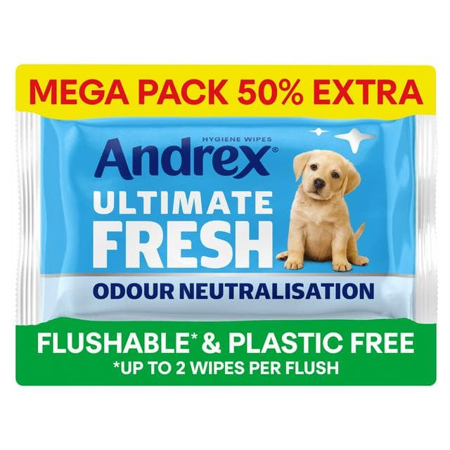 Andrex Ultimate Fresh Mega Flushable Odour Control Moist Toilet Tissue Wipes Single Pack 50% Extra Sheets x56 - gallery image 1