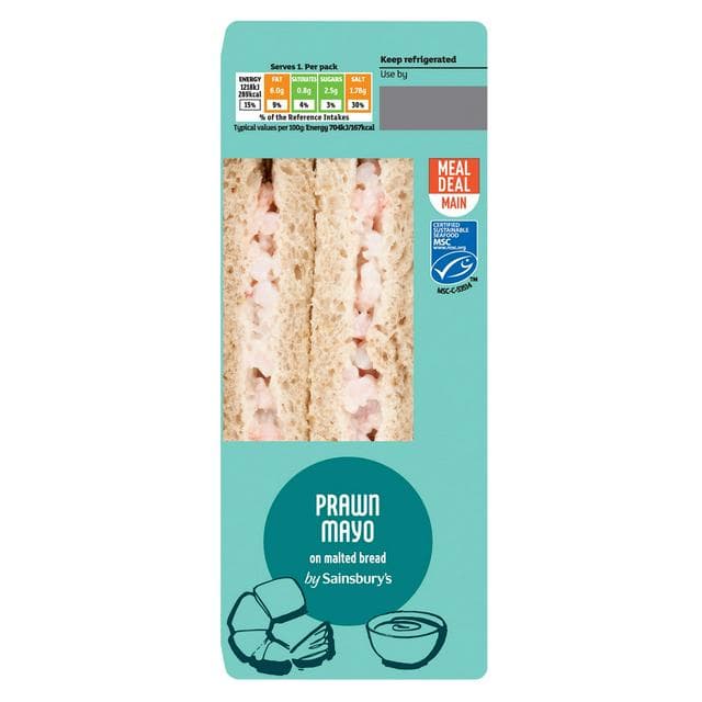 Sainsbury's Prawn Mayo on Malted Bread Sandwich - gallery image 1