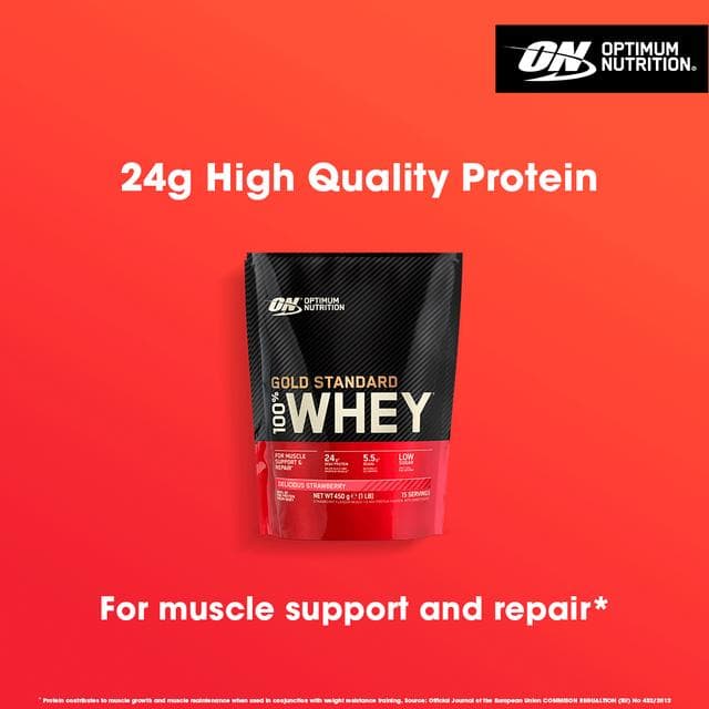 Optimum Nutrition Gold Standard Whey Protein Powder Delicious Strawberry Flavour 15 servings 450g - gallery image 4