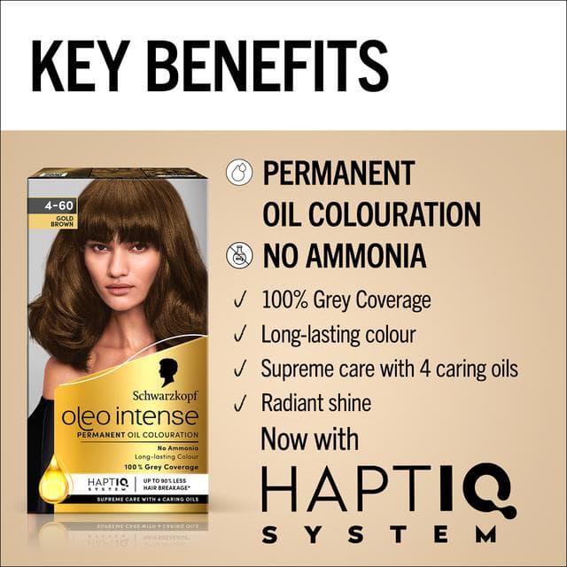 Schwarzkopf Oleo Intense Oil Colouration 4-60 Gold Brown Permanent Hair Dye - gallery image 3