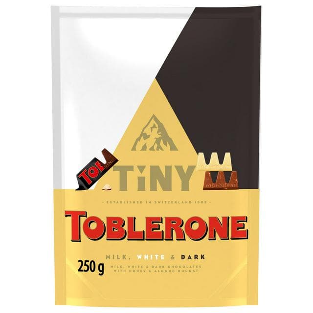 Toblerone Tinies 250g Honey & Almond Nougat Milk Chocolate Pouch - gallery image 1