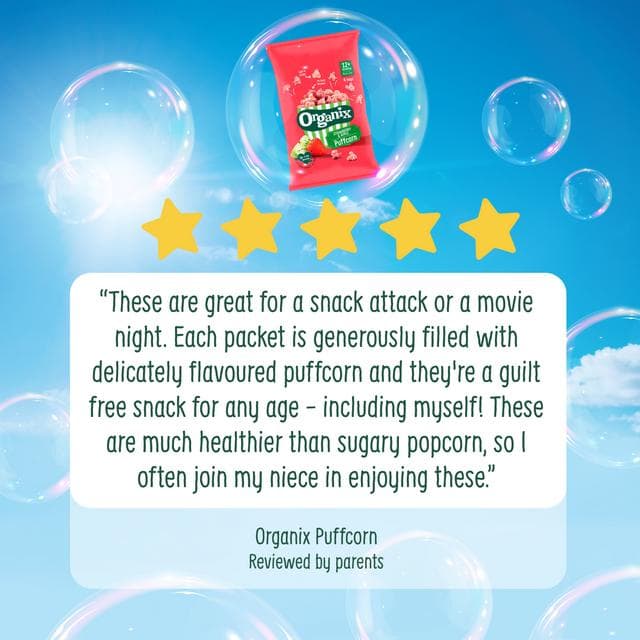 Organix 4 x 10g 12+ Months Strawberry & Apple Baby Popcorn Puffs Multipack Snacks - gallery image 5