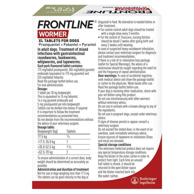 Frontline Wormer XL Flavoured Tablets For Dogs x2 - gallery image 4