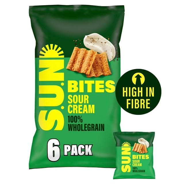 Sun Bites 6 x 25g Sour Cream & Cracked Black Pepper Multipack Snacks Crisps - gallery image 1
