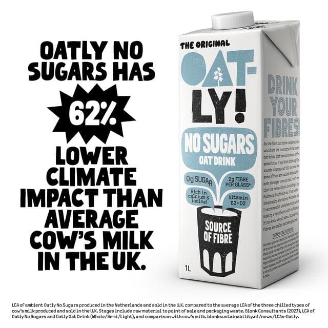 Oatly No Sugars Long Life Oat Drink 1L - gallery image 4