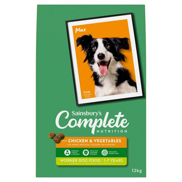 Sainsbury's 12kg Complete Nutrition with Chicken & Vegetables 1 - 7 Years Worker Dog Food - gallery image 1
