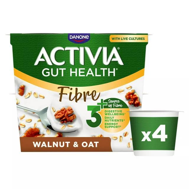 Activia Fibre Walnut & Oat Gut Health Breakfast Yoghurt Multipack 4 x 115g - gallery image 1