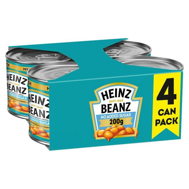 Heinz Baked Beans No Added Sugar in a Rich Tomato Sauce Great Value Pack 4x200g - gallery image 1