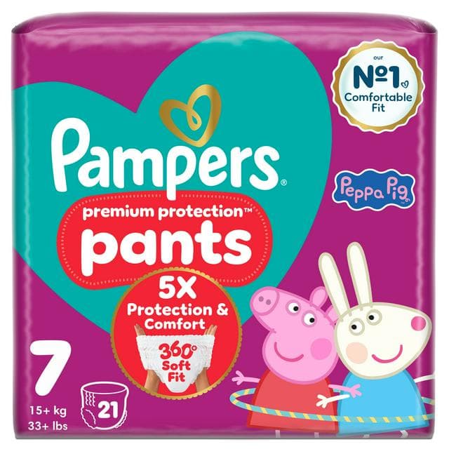 Pampers Premium Protection Nappy Pants Essential Pack Size 7, 17kg+ x21 - gallery image 1