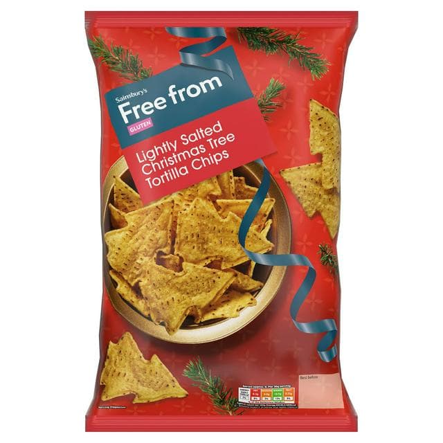 Sainsbury's Free From Lightly Salted Christmas Tree Tortilla Chips 200g - gallery image 1