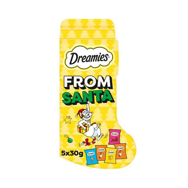 Dreamies From Santa 150g Christmas Biscuit Stocking Mixed Cat Treats - gallery image 1