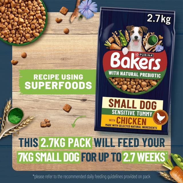 Bakers Small Dog Sensitive Tummy Chicken Dry Dog Food 2.7kg - gallery image 2