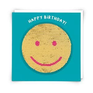 Redback Cards Happy Birthday Greeting Card with Smiley Seqin Face