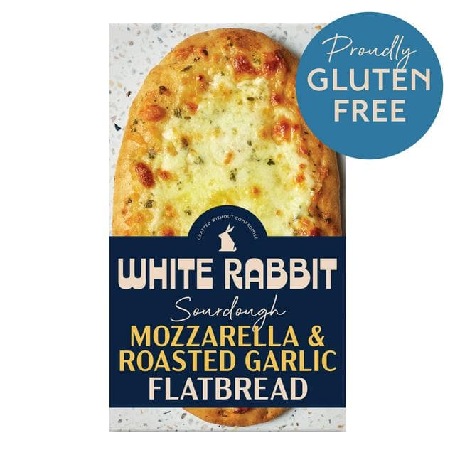 White Rabbit 210g Mozzarella & Roasted Garlic Gluten Free Flatbread - gallery image 1