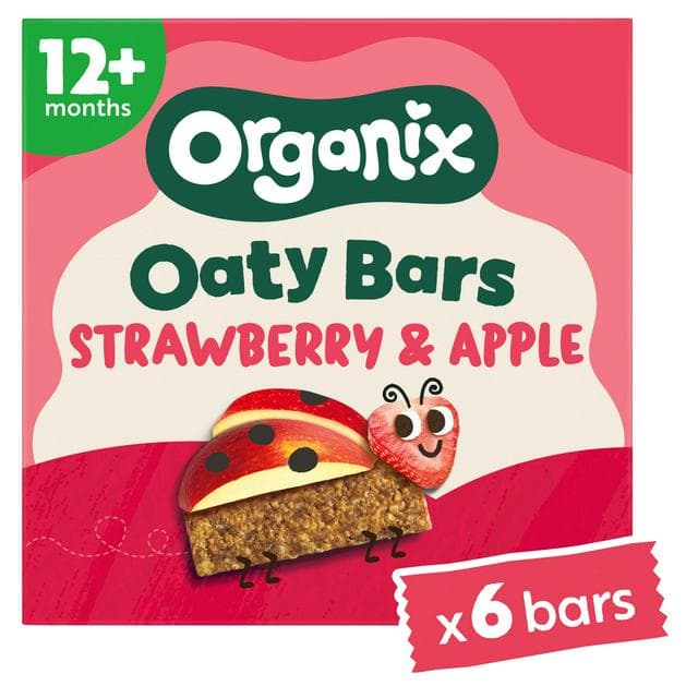 Organix 6 x 23g Strawberry & Apple Oaty Bars Toddler Multipack Snacks - gallery image 1