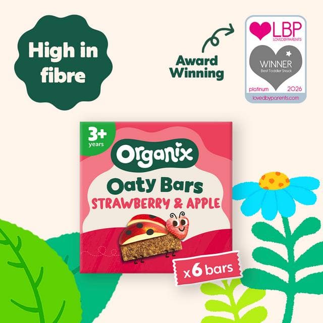 Organix 6 x 23g Strawberry & Apple Oaty Bars Toddler Multipack Snacks - gallery image 3