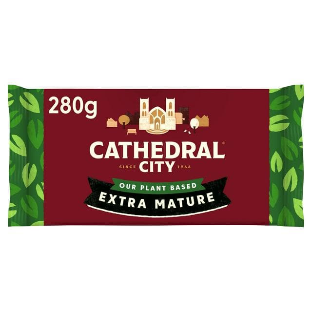 Cathedral City Plant Based Extra Mature Cheddar Cheese Flavour Vegan Block 280g - gallery image 1