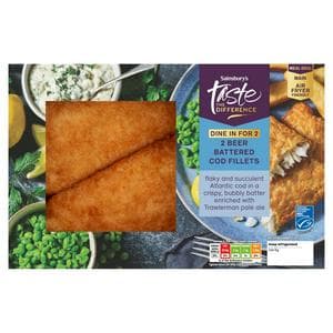 Sainsbury's 2 x Beer Battered Cod Fillets, Taste the Difference 365g