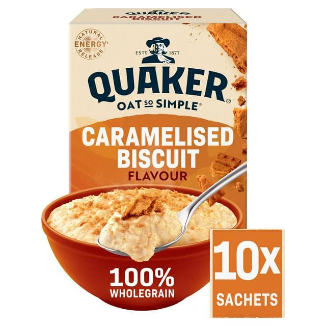 Quaker Oat So Simple Caramelised Biscuit Porridge Sachets 10x33.4g - gallery image 1