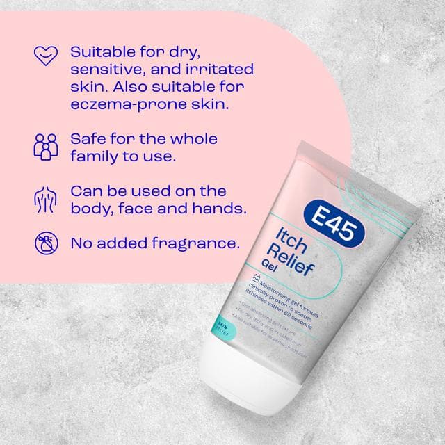 E45 Itch Relief Gel Moisturiser for Irritated & Dry Skin 150ml - gallery image 2