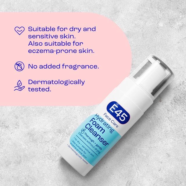 E45 Face Foaming Cleanser Wash for Dry & Sensitive Skin 150ml - gallery image 2