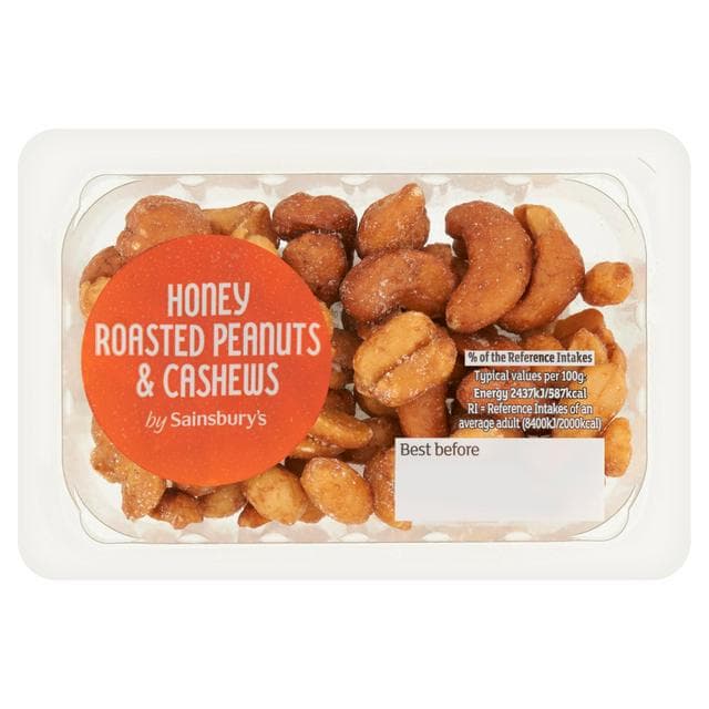 Sainsbury's Honey Roasted Peanuts & Cashews 60g - gallery image 1