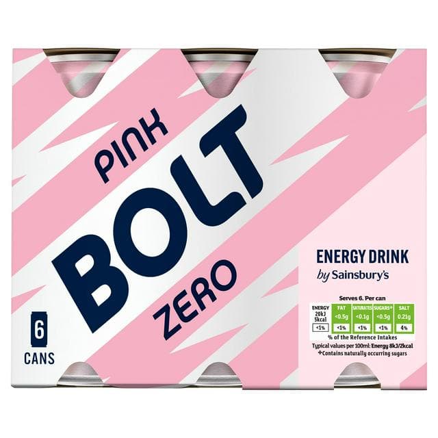 Sainsbury's Pink Bolt Zero 6x250ml - gallery image 1