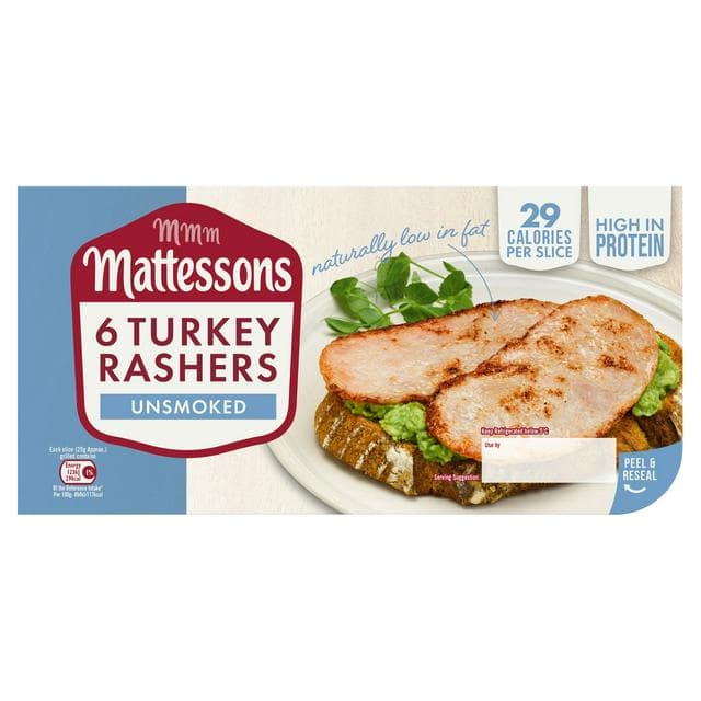 Mattessons Unsmoked Turkey Rashers x6 150g - gallery image 1