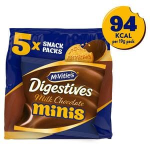 McVitie's Chocolate Digestive Mini's Multipack Biscuits 5x19g-