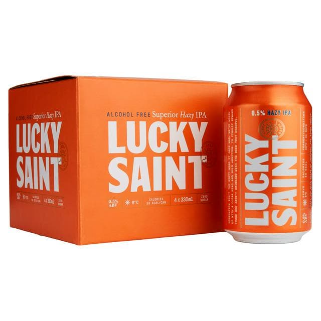 Lucky Saint Hazy IPA 0.5% Low Alcohol Can 4 x 330ml - gallery image 1