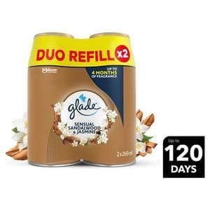 Glade 2 x 269ml Sandalwood & Jasmine Automatic Spray Twin Refill Air Freshener