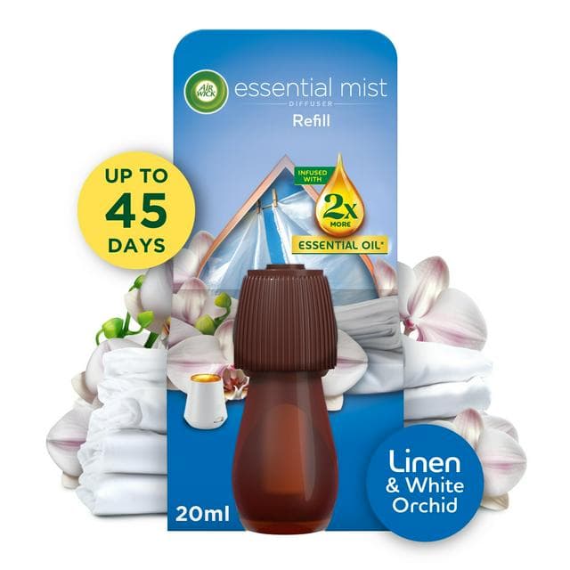 Air Wick 20ml Essential Mist Refill Linen & White Orchid Air Freshener - gallery image 1