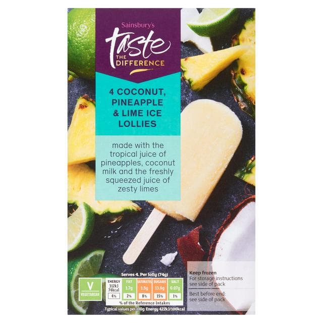 Sainsbury's Pineapple, Coconut & Lime Lollies, Taste the Difference x4 - gallery image 1