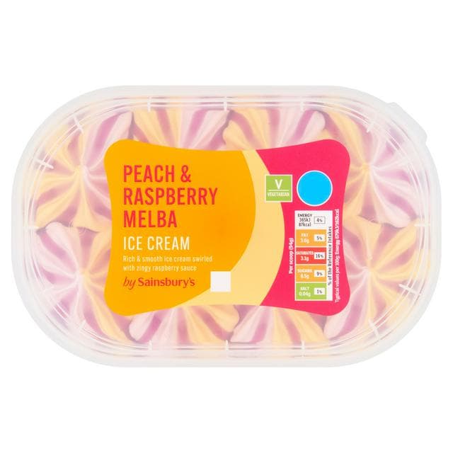 Sainsbury's Raspberry & Peach Melba Ice Cream 900ml - gallery image 1