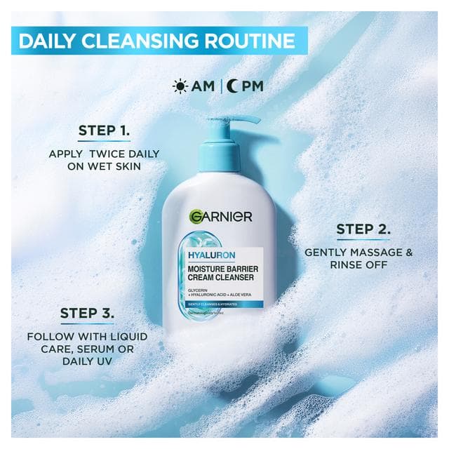 Garnier Skin Active Hyaluronic Aloe Soothing Cream Cleanser For Dehydrated Skin 250ml - gallery image 5