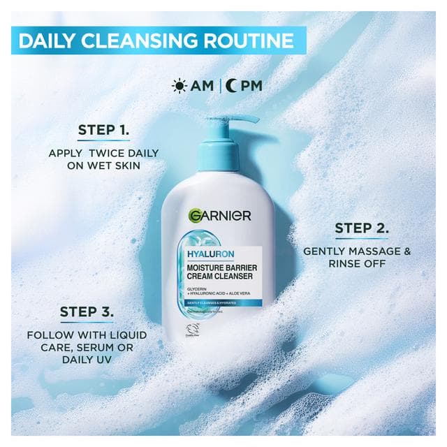 Garnier Skin Active Hyaluronic Aloe Soothing Cream Cleanser For Dehydrated Skin 250ml - gallery image 5