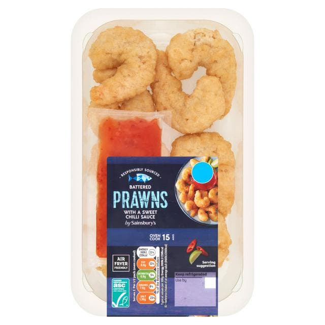Sainsbury's Battered ASC King Prawns with a Sweet Chilli Sauce 200g - gallery image 1