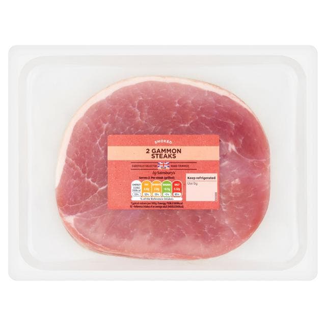 Sainsbury's Smoked Gammon Steaks x2 450g - gallery image 1