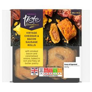 Sainsbury's Vintage Cheddar & Bacon Sausage Rolls, Taste the Difference 188g