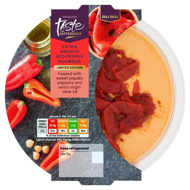 Sainsbury's Extra Smooth Red Pepper Houmous, Summer Edition, Taste the Difference 170g - gallery image 1