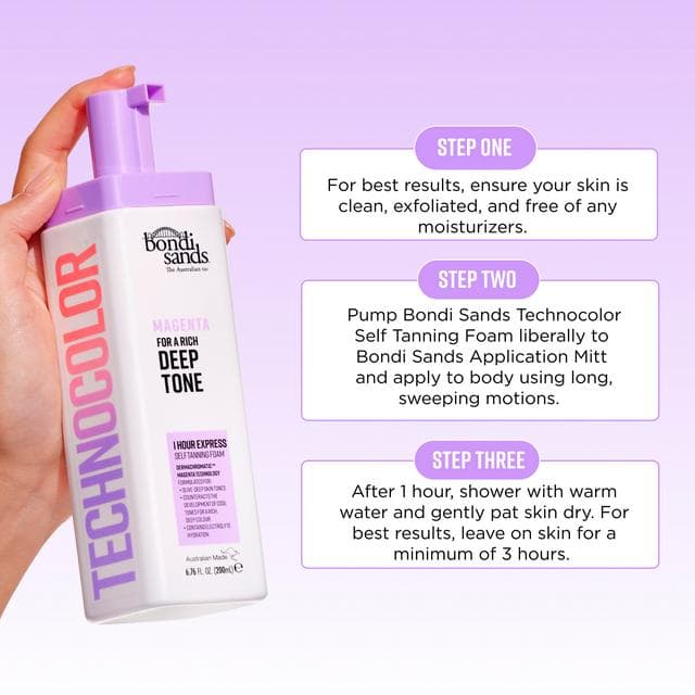 Bondi Sands Technocolor 1 Hour Express Self Tanning Foam Magenta 200ml - gallery image 6