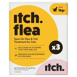Itch Flea Cat Flea & Tick Spot On Treatment 3 Pipette (1kg+)