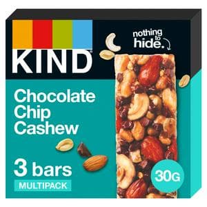 Kind Chocolate Chip Cashew Cereal Bars Multipack 3x30g