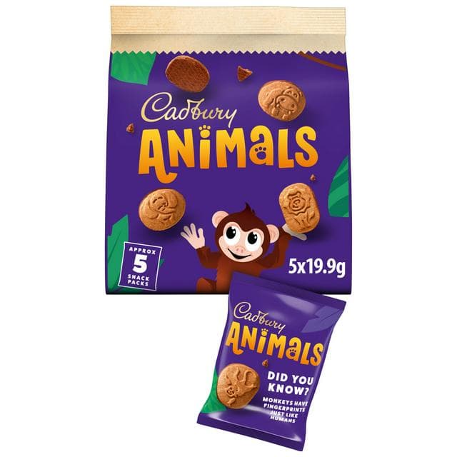 Cadbury Animals 5 x 19.9g Multipack Mini Chocolate Biscuits - gallery image 1