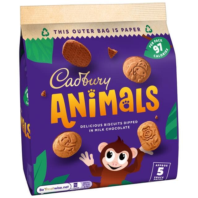 Cadbury Animals 5 x 19.9g Multipack Mini Chocolate Biscuits - gallery image 4