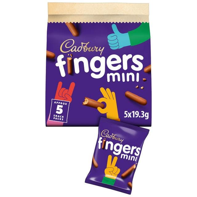 Cadbury Mini Fingers 5 x 19.3g Multipack Chocolate Biscuits - gallery image 1