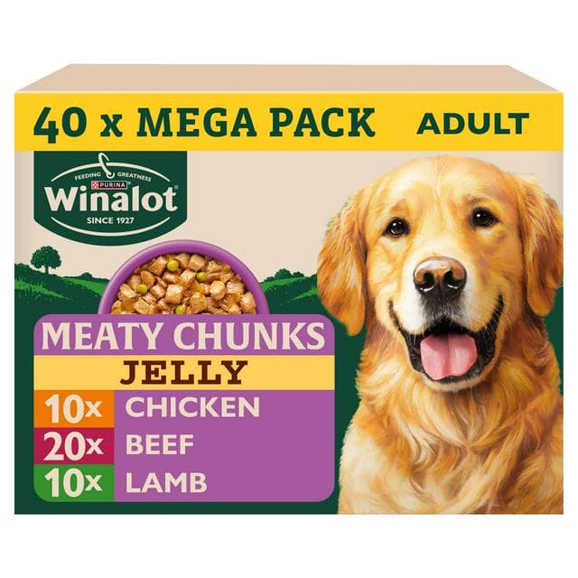 Winalot Meaty Chunks Mixed In Jelly Wet Dog Food 40 x 100g - gallery image 1