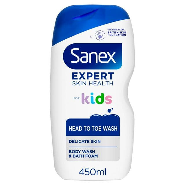 Sanex Expert Skin Health Head To Toe Bubble Bath & Body Wash For Kids 450ml - gallery image 1
