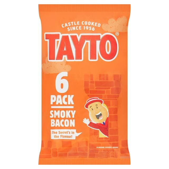 Tayto Smoky Bacon Flavour Potato Crisps 6x25g - gallery image 1